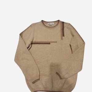 VANNI Men's Tan Crewneck Sweater